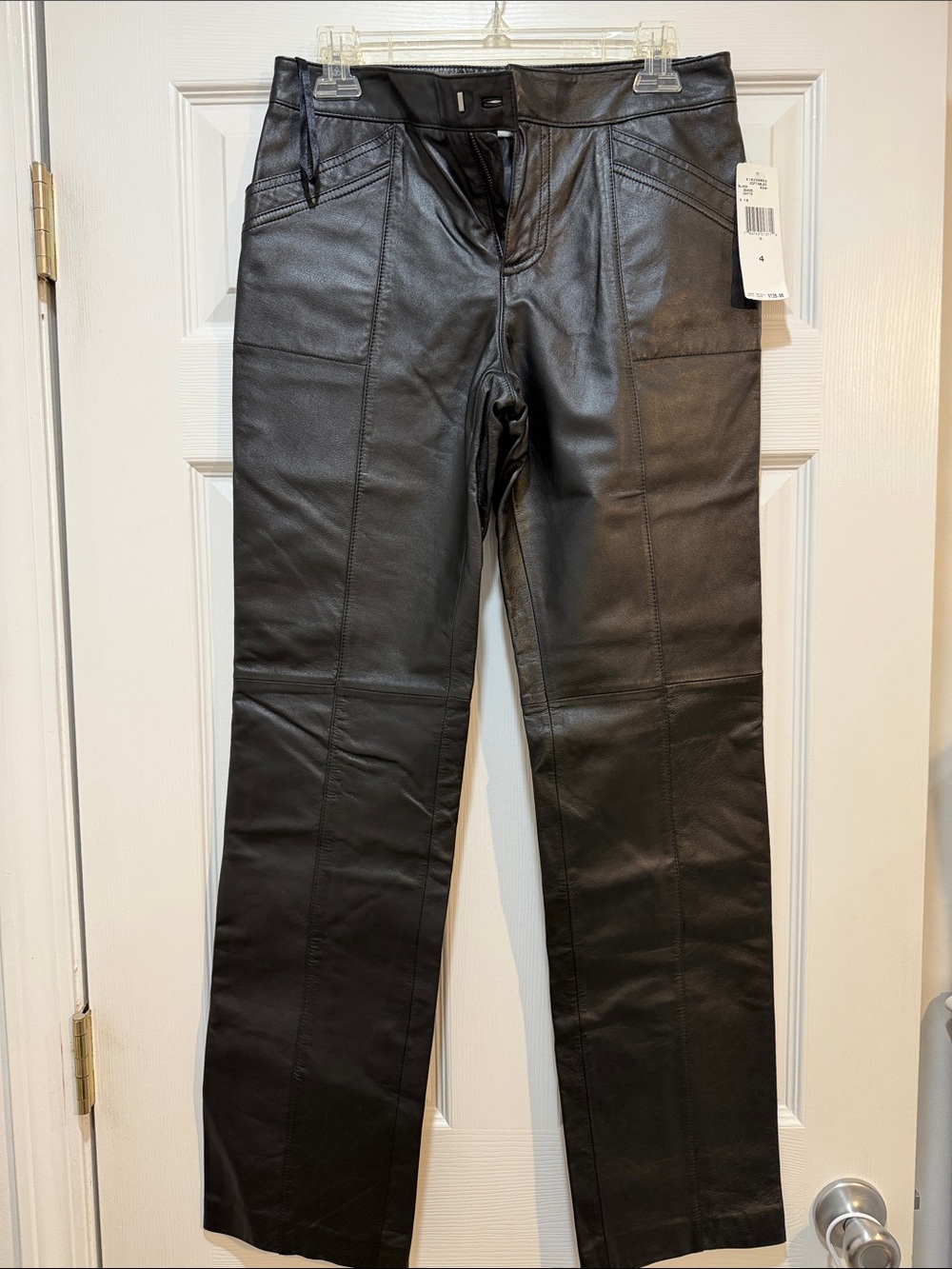 Nine West Black 100% Leather Straight Jeans